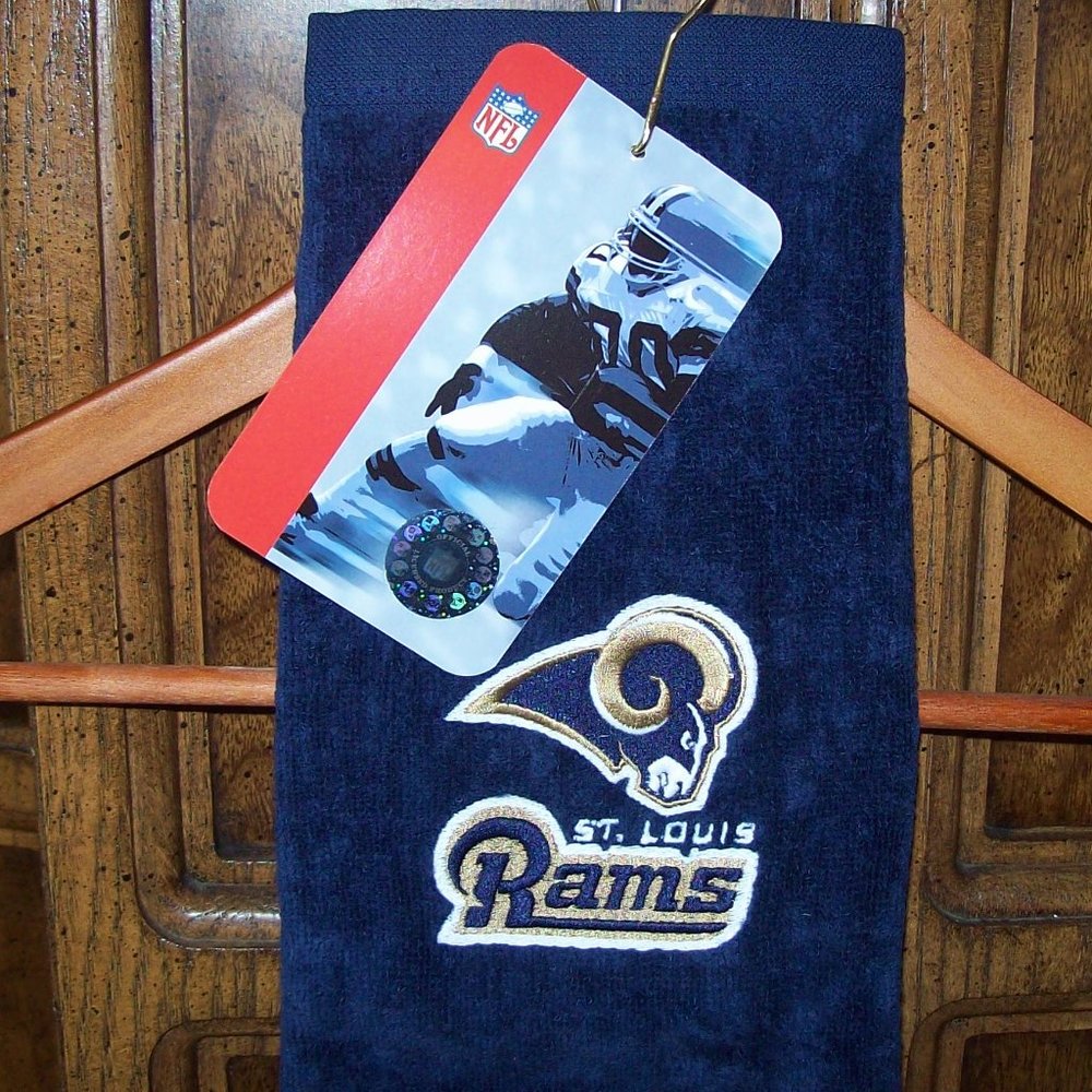 NWT NFL Vintage ST LOUIS RAMS 16" X 25"  100% Cotton Embroidered Golf Towel